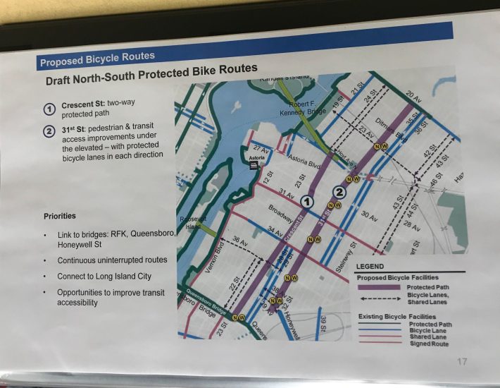 The DOT's map of the proposed bike-lane routes. Photo: Dave Colon