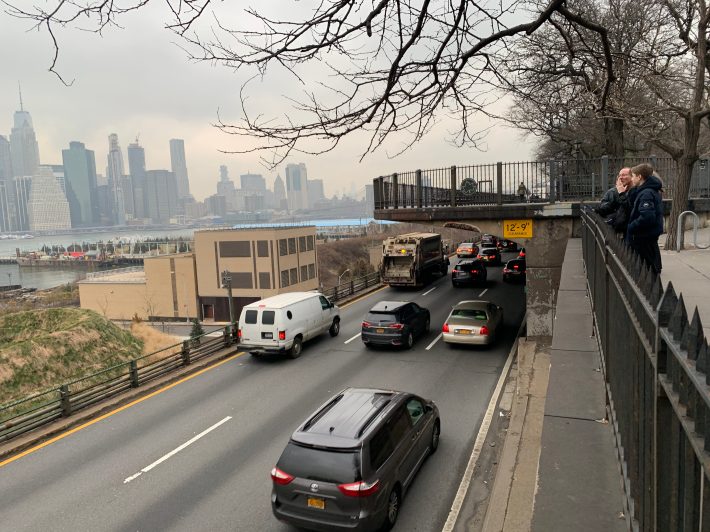 The Brooklyn-Queens Expressway just south of the Brooklyn Heights Promenade. Photo: Gersh Kuntzman