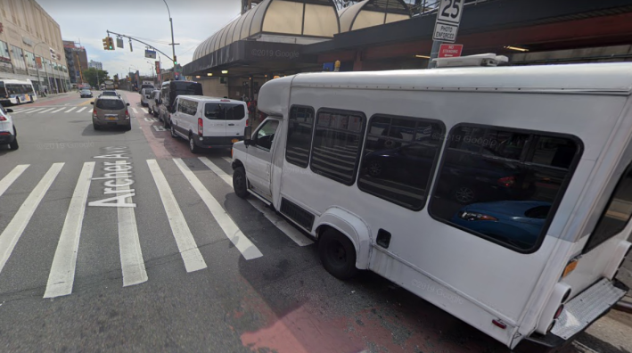 Bus lanes are almost always filled with other vehicles. Photo: Google