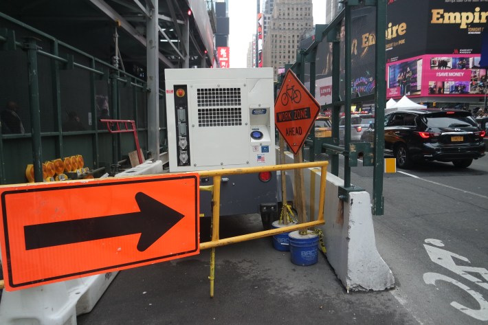 This is what cyclists face when they enter Times Square. Photo: Lauren Rushing