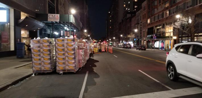 Why we need loading zones: If the DOT doesn't set up a rational system, outfits like the 72nd Street Trader Joe's (above) grab the street space willy nilly, creating hazards. Photo: Lisa Orman