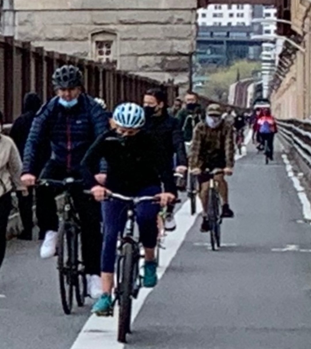 The Queensboro Bridge, packed with essential workers just trying to get to and from work. File photo: Melodie Bryant