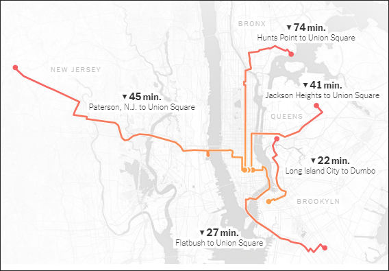 Bus speed map from NYT