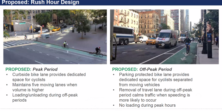 An example of the type of bike lane that's going to be installed to fill the Second Avenue gap. Photo: DOT