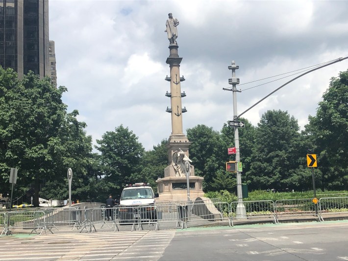 Protecting Columbus in Manhattan. Photo: Adam Light