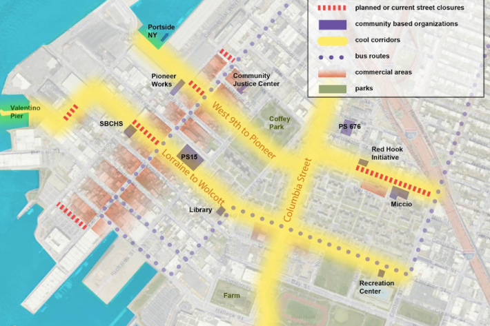 Proposed 'cool corridors' in Red Hook.