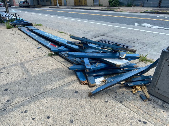 A fitting image of the open streets program: Barricades busted by motorist. Photo: Sasha Aickin