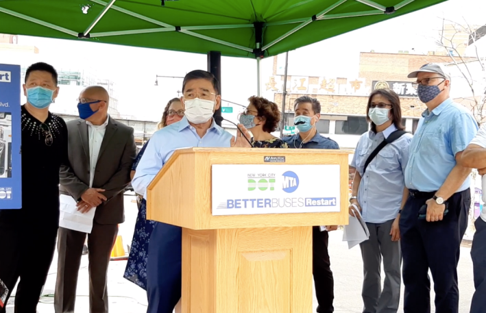 Council Member Peter Koo during the DOT press conference in July. Photo provided by a source