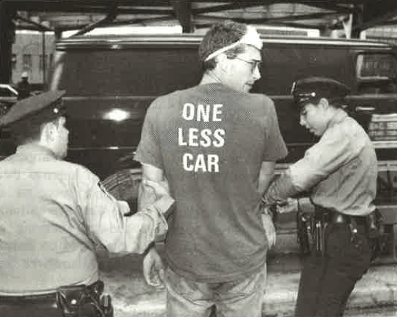 John Kaehny gets collared — Oct. 22, 1990. File photo: C.T. Wemple