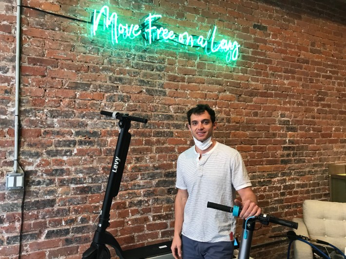 Eric Levenseller, at his scooter store on the Lower East SIde. Photo: Dave Colon