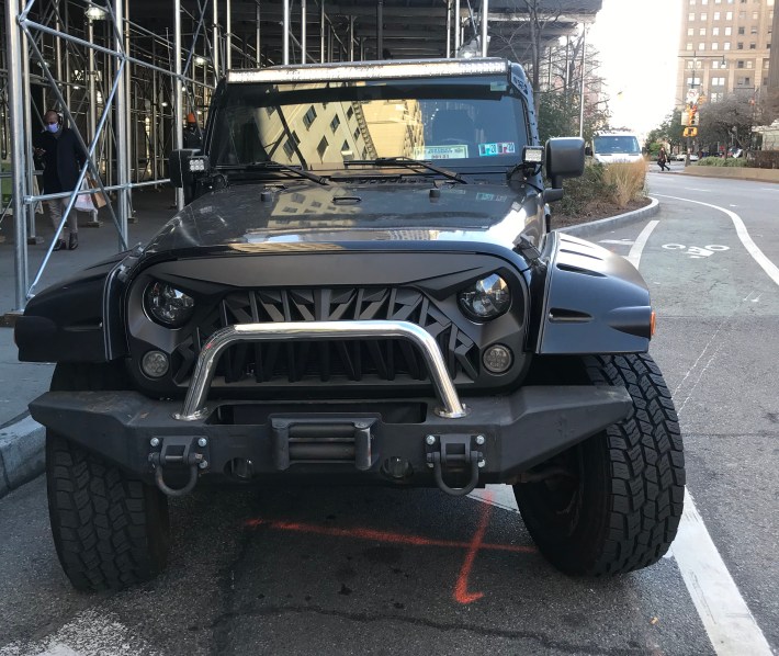 The detective's Jeep parked on Adams Street. Photo: Julianne Cuba