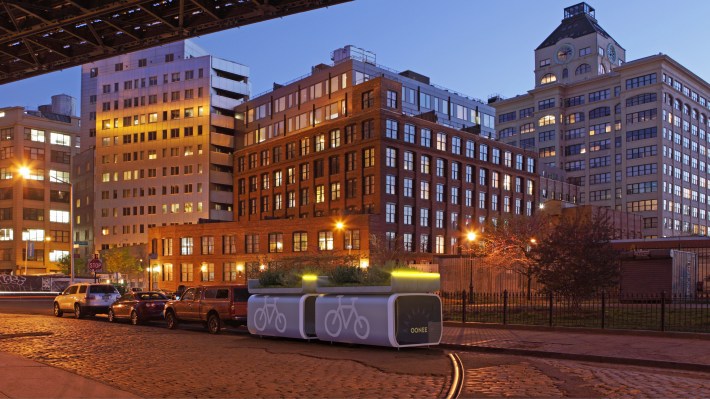A rendering of what the two pods could look like in DUMBO. Graphic: Oonee