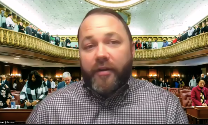 Council Speaker Corey Johnson, virtually, on Thursday.