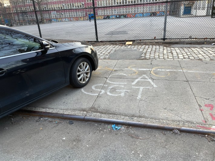 Your sidewalk parking spot, Sergeant. Photo: Dave Colon