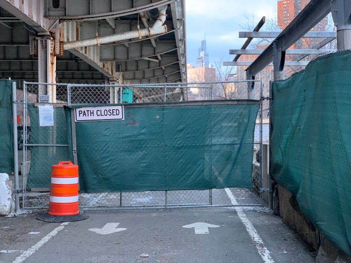 The East River bike path, closed for construction between E. 20th and 23rd streets. Photo: Jon Orcutt
