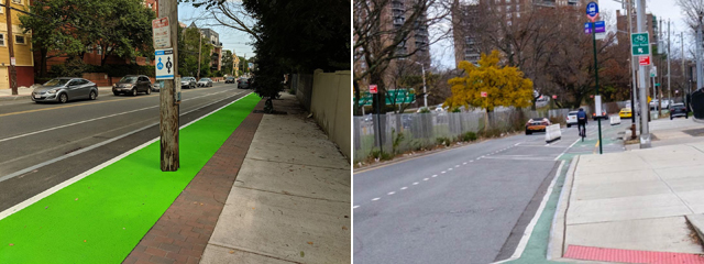 Total rip off? A bike lane near Boston and one in Bensonhurst.