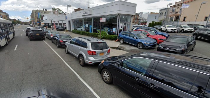 The dealership has also commandeered Forest Avenue (roadway at right).