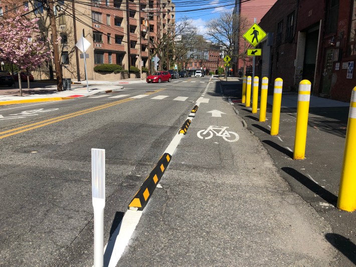The protected bike lane on Newark Street. Photo: City of Hoboken