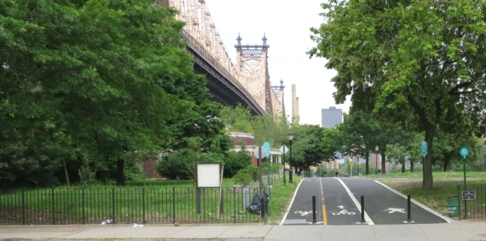 The Queens East River North Shore Greenway at Vernon Boulevard, from an old DOT presentation. Photo: DOT