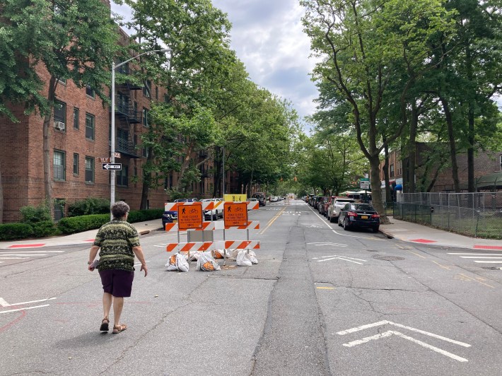 39th Avenue at 50th Street, where DOT plans to install a traffic diverter. Photo: Julianne Cuba