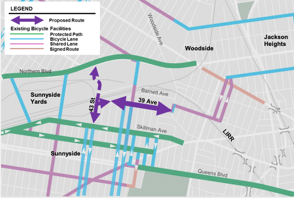 The 39th Avenue bike boulevard will connect to key routes. Photo: NYC DOT