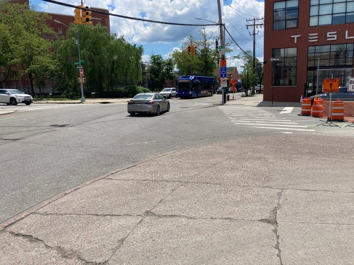 Entering the intersection at Hamilton and Van Brunt streets. Photo: Henry Beers Shenk