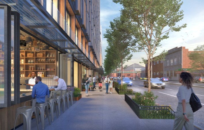 Totem's proposal to rezone a lot on Atlantic Avenue for residential development was unanimously approved by a Brooklyn community board, in part because of secure bike parking on site. Photo: Totem