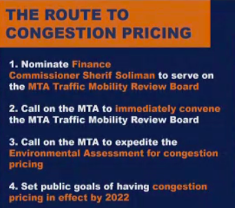 Here is Mayor de Blasio's congestion pricing timeline.