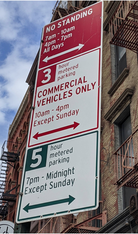 Parking regulations along most of Canal Street. Photo: Annie Weinstock