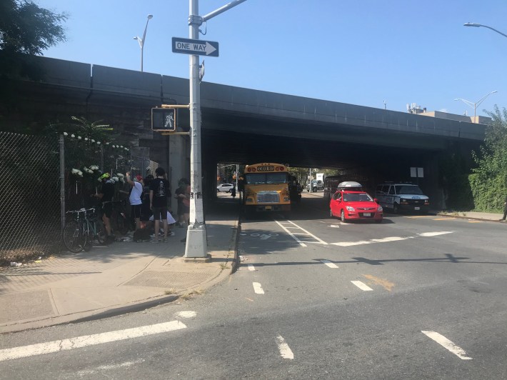 This is the spot on Wythe Avenue near where Sarah Pitts was killed in 2020. The DOT now says it will put barriers up to protect cyclists. Photo: Julianne Cuba