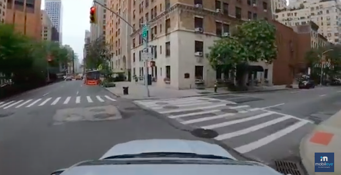 Here it is going through a red light in Midtown.