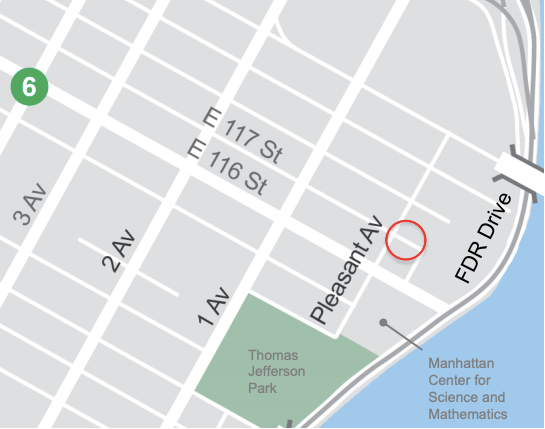 The tiny block on which DOT will expand the sidewalk, six years later. Source: NYC DOT