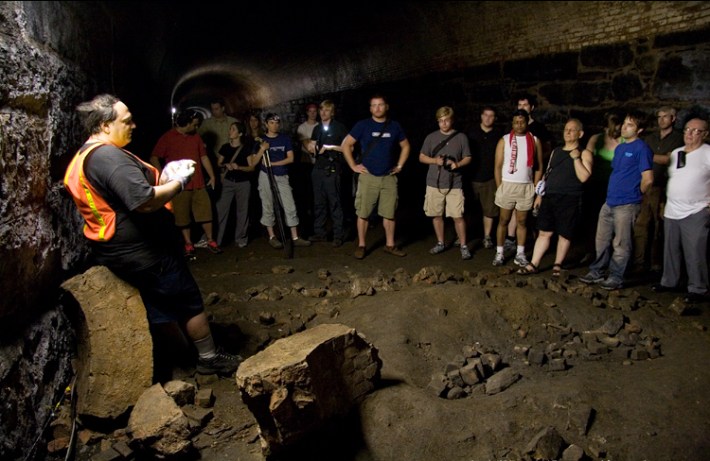 Bob Diamond giving one of his tunnel tours in 2007. Photo: Justin N. Lane