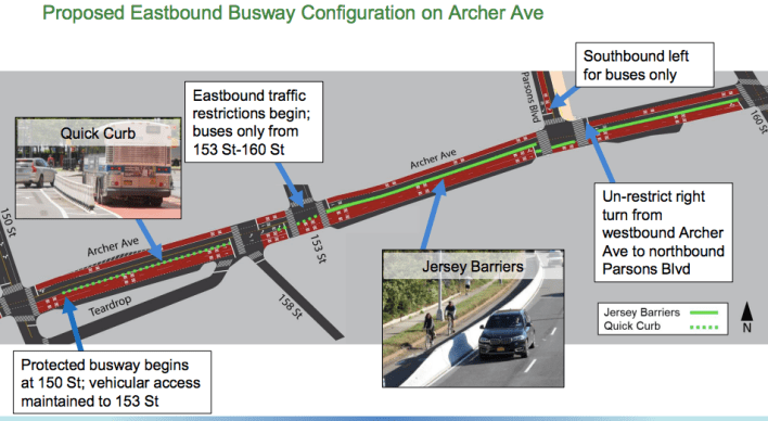 DOT's plans for the Archer Avenue busway. Source: NYC DOT