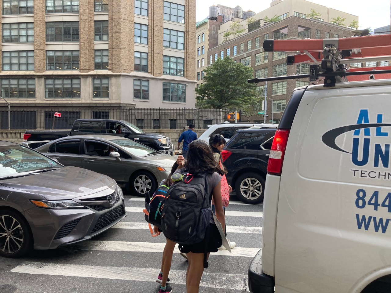 Kids trying to cross Canal Street on a "Gridlock Alert" day on Wednesday. File photo: Julianne Cuba