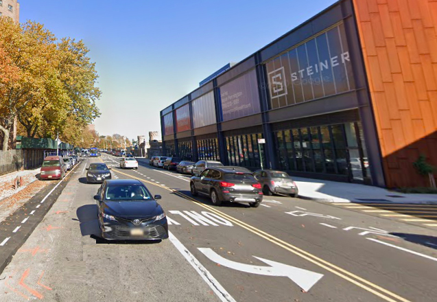 Navy Street currently has an unprotected bike lane on the northbound side. Photo: Google
