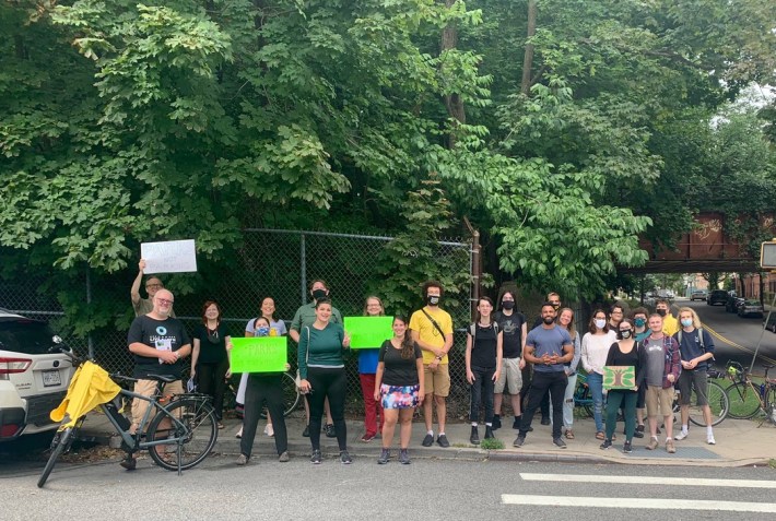 protesters at the corner