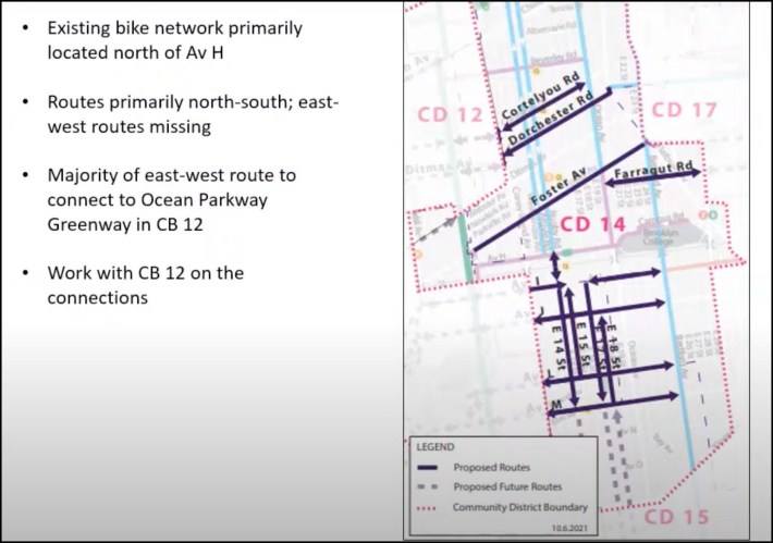 The DOT's vision for a bike network in Community Board 14. Graphic: DOT