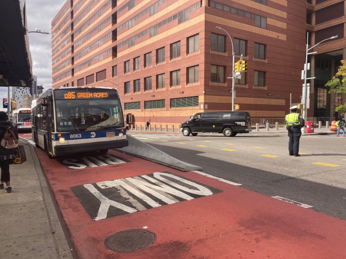 The Archer Avenue busway on Friday. Photo: Julianne Cuba