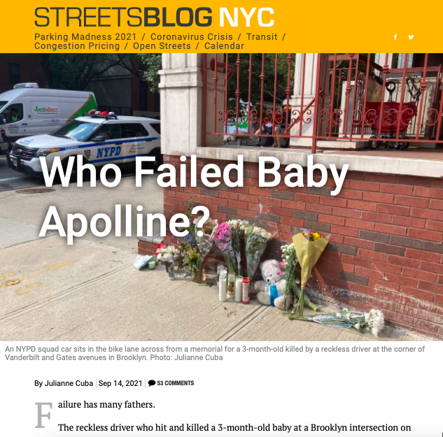 How Streetsblog covered the Baby Apolline story.