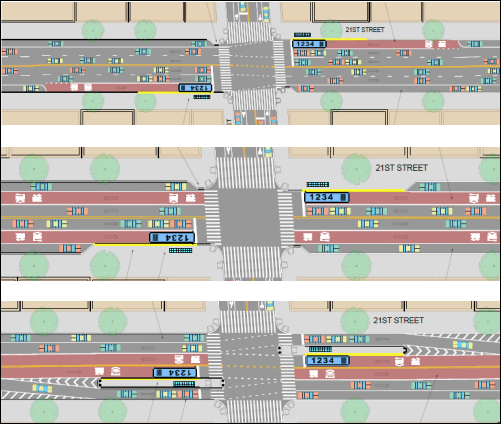 The three options considered by DOT for 21st Street. Source: DOT