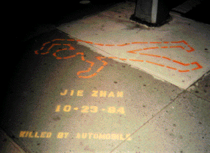 Memorial (misspelled) from our inaugural stenciling. Photo: Courtesy of Harris Silver