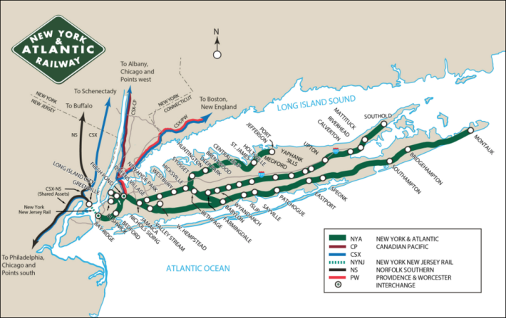 A map of freight companies running trains in Brooklyn, Queens and Long Island. Photo: New York and Atlantic Railway