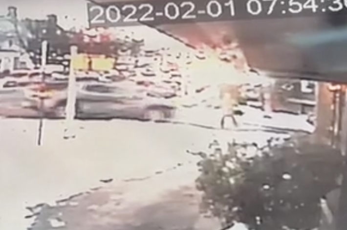 A split second before the driver killed the pedestrian.