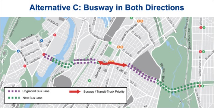 A map shows a version of the proposed busway. Map: DOT