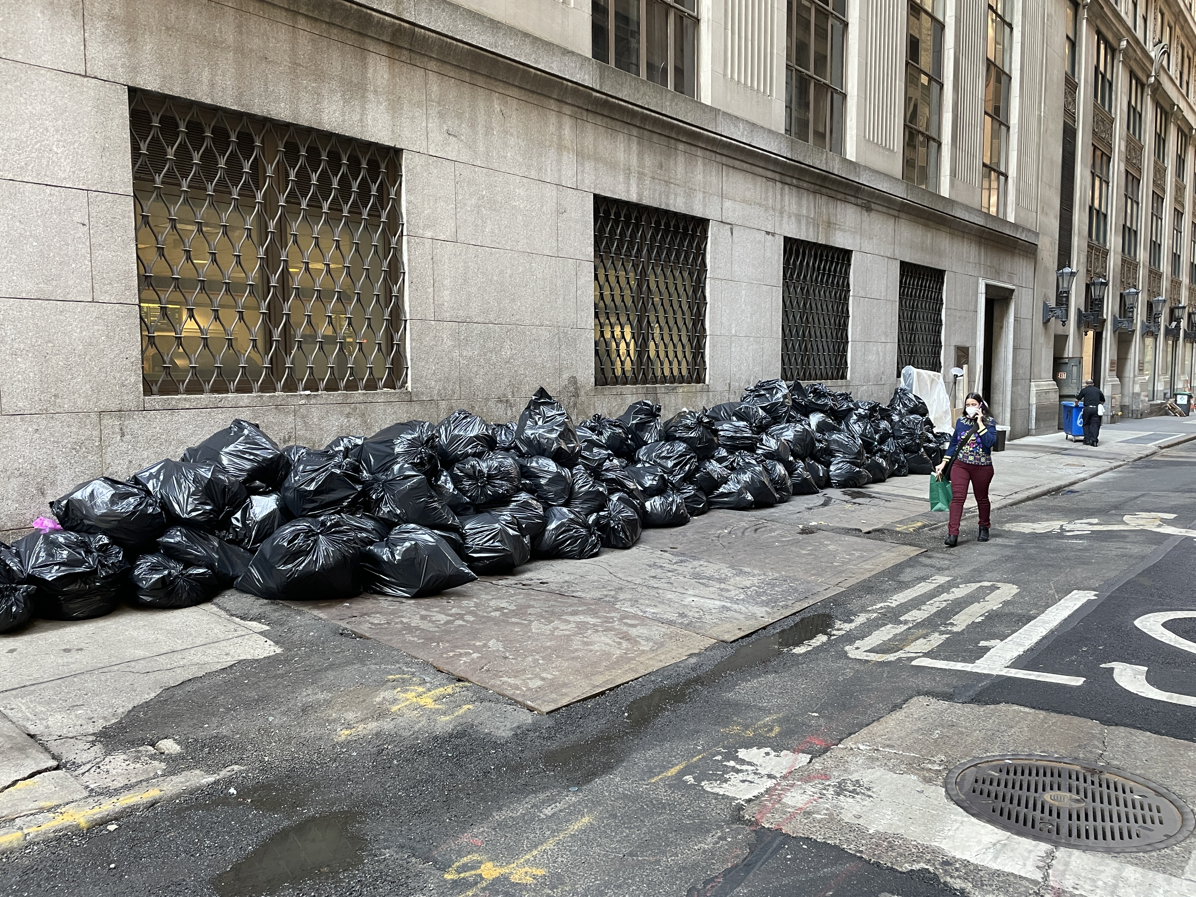 Three Trash Bags Garbage Bag Black Placed Front Convenience Store Bin Trash  Trash Bag Trash On Sidewalk Three Bags Bin Of Garbage Bags On The Floor  Piles Of Garbage Piles Of Black