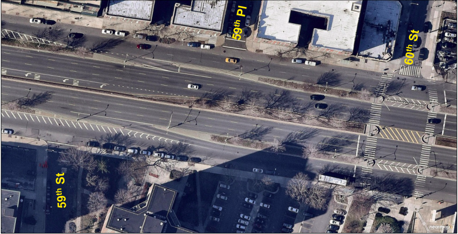 Queens Boulevard at 60th Street before. Photo: NYC DOT