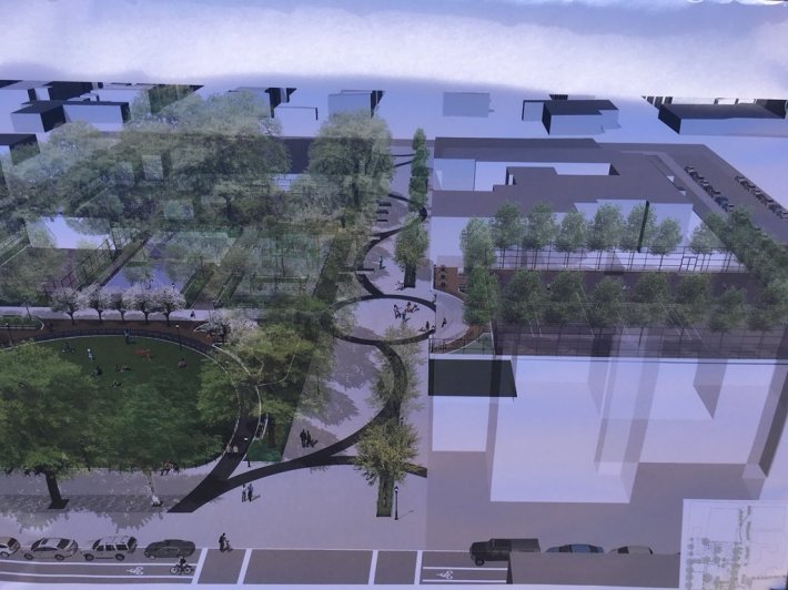 The Parks Department's abandoned plans for Travers Park and 78th Street. Photo: Parks Department