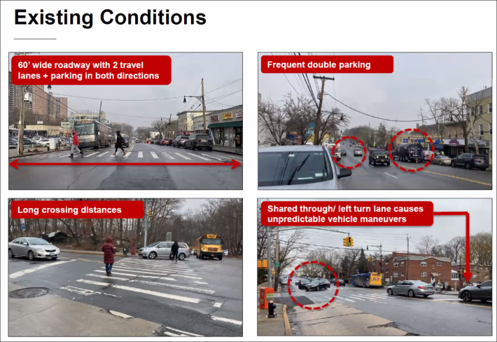 The existing configuration or Riverdale Avenue presents a number of dangers. Image: DOT