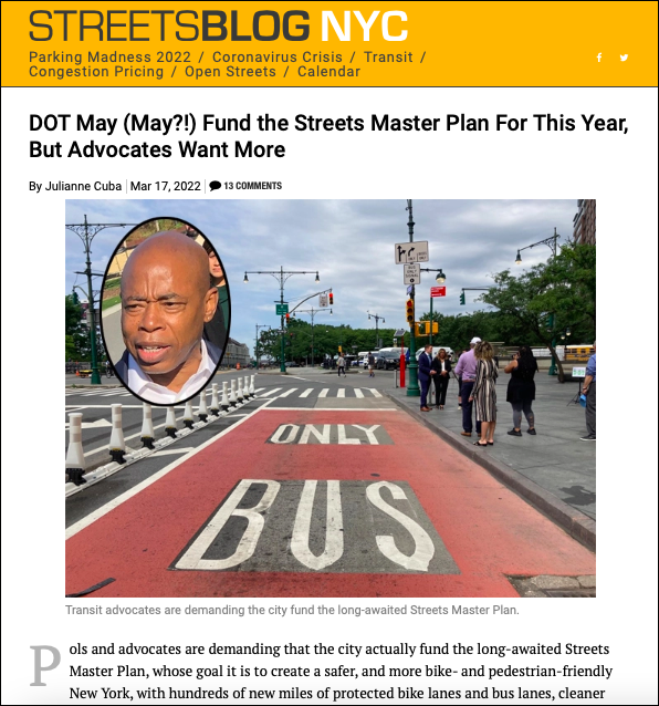 How Streetsblog covered the DOT's weak promise.